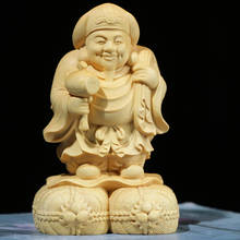 Estatua de boj de madera de Buda, escultura de decoración Feng Shui para oficina, Dios japonés de la riqueza, Mahakala, 6CM/10CM 2024 - compra barato