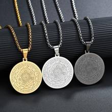 New Seven Angels Religious Rune Pattern Pendant Necklace Men's Women's Necklace Fashion Metal Sliding Round Necklace Accessories 2024 - buy cheap