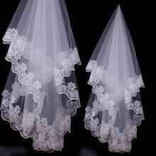 Popular acessórios de noiva apliques borda laço véus de casamento 2020 2024 - compre barato