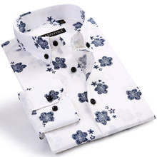 Men's Fashion Long Sleeve Floral Printed Shirts Worn-in Comfortable Standard-fit Casual Thin Button-down Collar Tops Shirt 2024 - buy cheap