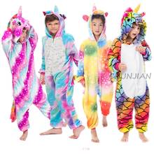 Pijama infantil de flanela para crianças, pijama para crianças, pijama para meninas, macacão de inverno com zíper 2024 - compre barato