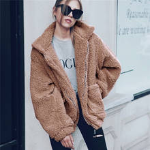 Elegant Faux Fur Coat Women 2019 Autumn Winter Thick Warm Soft Fleece Jacket Female Pocket Zipper Overcoat Bear Teddy Coat 3XL 2024 - buy cheap