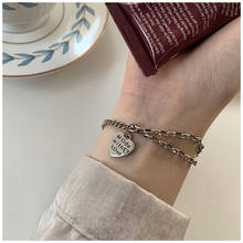 Coreano designer de luxo carta tag 925 prata esterlina pulseira para mulheres assimétrica cubana link jóias presentes 2024 - compre barato