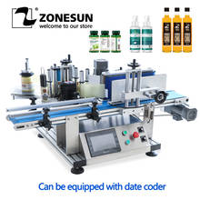 ZONESUN Automatic Round Bottle Labeling Machine Disinfect alcohol Adhesive Sticker Date Printer Label Applicator production line 2024 - buy cheap