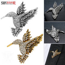 Vintage Crystal Eagle Brooch Men's Badge Pins Buckle Fashion Lovely Mocking Birds Rhinestone Brooches for Women Accessories Gift 2024 - buy cheap