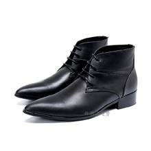 Chelsea botas masculinas elegantes, sapatos masculinos para casamento, fivela formal, calçados de tornozelo de couro genuíno, bico ponteagudo, com cadarço 2024 - compre barato