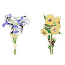 Sunflowers Iris Enamel Pins Bouquet Brooches Bag Clothes Lapel Pin Badge Plant Jewelry Gift for Lover Girl Friend 2024 - buy cheap