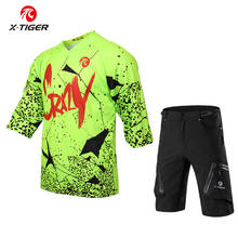X-Tiger, анти-пот, средний рукав, DH, рубашка, набор, для езды на велосипеде, Джерси, быстросохнущая, для езды на велосипеде, рубашка, джерси, одежда для велоспорта 2024 - купить недорого