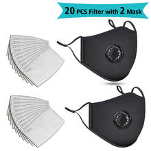 20 PCS Filter Fashion Washable Reusable Mask Anti Pollution PM2.5 Mouth Respirator Dust Masks Cotton Unisex Mouth Muffle Black 2024 - buy cheap