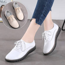 Breathable lace up flats women shoes 2022 fashion leather solid casual sneakers women flats plus size summer chaussures 2024 - buy cheap