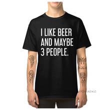 Eu gosto de cerveja e talvez 3 pessoas camisetas feitas sob encomenda da parte superior t o pescoço 100% algodão tecido homem camiseta de manga curta 2024 - compre barato