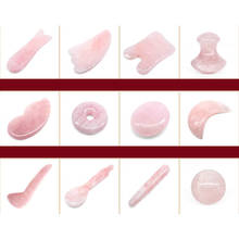 Raspador Gouache de Jade Natural de cuarzo rosa para el rostro, herramienta de masaje Gua Sha, masajeador Gouache corporal para la espalda, cuidado de la piel hermosa, 15 tipos, nuevo 2024 - compra barato