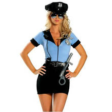 Disfraz de policía azul para mujer adulta, traje de uniforme para fiesta de gallina, vestido de lujo para Cosplay, novedad 2024 - compra barato