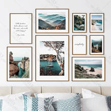 Настенная картина «Мост, морская Гора, пляж, лес, паром», настенные картины на холсте, скандинавские постеры и принты, настенные картины для декора гостиной 2024 - купить недорого