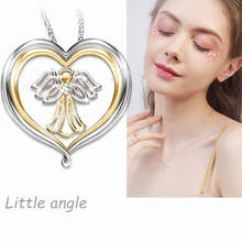 Moda adorável feminino pingente jóias coração forma pouco anjo amor cor colar na moda corrente meninas gargantilha acessórios senhoras 2024 - compre barato