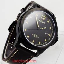 PARNIS Classic PVD Black Men Watches Date Window 44mm Self Winding Wristwatch Sapphire Crystal Automatic Movement 2024 - buy cheap