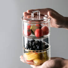Vajilla de vidrio transparente con tapa para ensalada de frutas, tazón de almacenamiento multicapa, vajilla japonesa, 400ml 2024 - compra barato