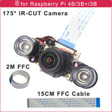 Raspberry Pi 4 Камера Ночное видение IR-CUT рыбий глаз фокусное Регулируемый автоматический выключатель Камера + FFC кабель для Raspberry Pi 4B/3B +/3B 2024 - купить недорого