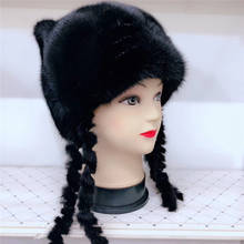 2020 New Whole Mink Fur Hat Mink Hat Woman Mink Orecchiette Hat Winter Warm Ear Cap Free Shipping 2024 - buy cheap