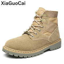 Botas masculinas quentes de cano curto e com pelo, calçado masculino estilo militar do exército com cadarço britânico antiderrapante para outono e inverno 2024 - compre barato