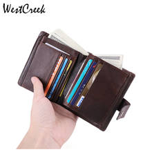 WESTCREEK Brand Vintage Genuine Leather Men Short Two Fold Wallets Soft Cow Leather Minimalist Card Holder Purses 2024 - buy cheap