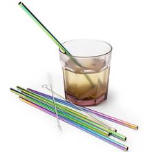 4Pcs/set 8.5" Metal Straws Stainless Steel Straws Colorful Reusable Drinking Straws with Cleaning Brush for Bar Party Cocktail 2024 - buy cheap