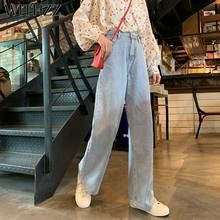 WITHZZ Spring Summer Loose High Waist Wide Leg Denim Straight Pants Trousers Jeans 2024 - buy cheap