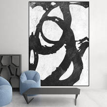 Минималистичная черно-белая картина, ручная роспись, современная абстрактная масляная живопись на холсте, настенное искусство для гостиной, домашний декор без рамки 2024 - купить недорого