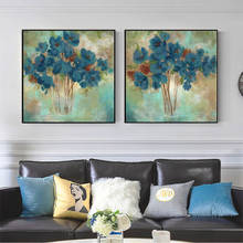 Dark-Blue Flowers Gouache Exquisite Wall Posters Canvas Painting Modern Style Wall Art Home Decoration for Living Room Bedroom 2024 - buy cheap