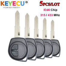 KEYECU 5 шт. Автомобильный ключ дистанционного управления для Suzuki SX4, замена Fob 2 кнопки-315 МГц/433 МГц Частота-чип ID46-лезвие HU87 2024 - купить недорого