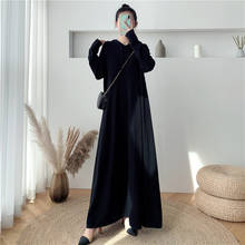 Casual Hooded Sweater Dress Over-The-Knee Women Autumn And Winter Korean Style Knitwear Loose Super Long Knitted Dress Maxi y844 2024 - buy cheap
