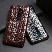 Genuine Leather Case Telefone Para Reyno 3 5 6 X Lite Casos XT X2 X50 Pro Q Natural Do Couro de Crocodilo cauda Textura Tampa Funda Capa 2024 - compre barato