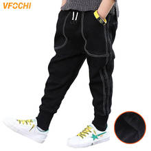 VFOCHI New 4-14T Boys Jeans Velvet Pants Autumn Winter Solid Color Kids Trousers Teenage Clothing Elastic Waist Boy Cargo Pants 2024 - buy cheap