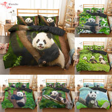 Jogo de cama de panda homesky, estampa 3d, animal, capa de edredom, queen, king, casal, au, tamanhos solteiros, fronha, 2/3 unidades 2024 - compre barato