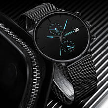 Luxury Sport Watch Men Black Watches Geneva Full Steel Mesh Band Auto Date Quartz Wristwatches Relogio Masculino Reloj Hombre 2024 - buy cheap