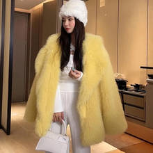 Rimocy Fashion Furry Faux Fur Coat Women 2021 Winter Warm Turn Down Collar Coat Jacket Woman Loose Long Sleeve Female Outerwear 2024 - buy cheap