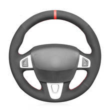Cobertura manual para volante de camurça preto, para renault megane 3 (coupe) rs 2010 2011 2012 2013 2014 2015 2016 2024 - compre barato