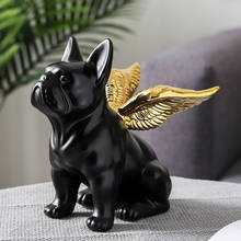 Nordic ins Black Gold Bulldog Statue Ceramic Dog with wings Animal Decoration Living Room Bedroom Decor creative Christmas gifts 2024 - buy cheap