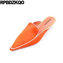 Brand Sandals Fashion Summer Slides 2021 Mules Pointed Toe Autumn High Quality Luxury Shoes Women Designers 5 Orange Slippers 2024 - buy cheap