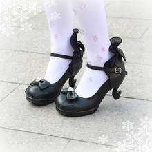 Zapatos de tacón alto lolita para mujer, zapatillas de princesa con lazo, Kawaii, Vintage, para fiesta de té 2024 - compra barato