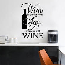 Adesivo de vinil para parede, garrafa de vinho, forno a vinho, decalque de vinil, adesivo removível, citações, mural, melhorar com decalques de bar 2024 - compre barato