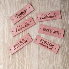 Personalized engraved leather labels,  leather tags, care labels, labels for knitted products, Cork Leather Labels 2024 - buy cheap