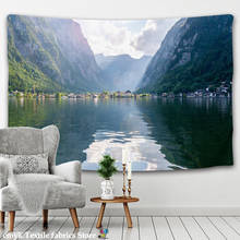 Live Photo Clear Mountain and Green Water Large Landscape Printed Tapestry Psychedelic Wall Hanging Bohemian Wall Art Home Decor 2024 - buy cheap