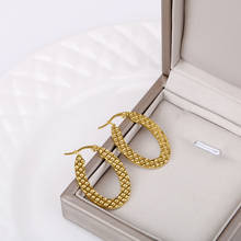Aço inoxidável pequena argola brinco para mulheres cor de ouro oval em forma de ovo senhoras elegantes presentes requintados nova jóia 2021 e0186 2024 - compre barato