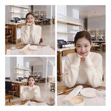 kpop Korean Celebrity loose autumn warm sweet white high collar hoodies women fashion loose knitting sweatshirts female clothes 2024 - buy cheap