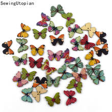 50pcs Wooden Buttons 28x20mm Colorful Butterfly Wooden Buttons Fit Sewing and Scrapbooking Sewing Buttons for Craft DIY Mixed 2024 - buy cheap