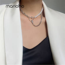 Marioho-collar de cadena de clavícula con perlas de imitación para mujer, Gargantilla geométrica, joyería femenina, regalos de fiesta, nuevo 2024 - compra barato