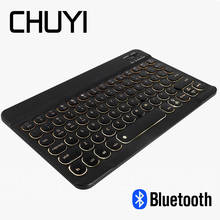 Chyi teclado ultra fino bluetooth portátil, teclado recarregável com luz de fundo mini teclado bluetooth para pc/tablet 2024 - compre barato