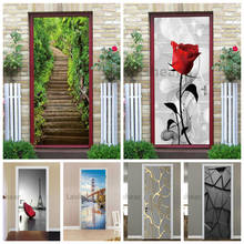 3D Door Sticker Wood Adhesive Waterproof Wallpaper For Doors Living Room Bedroom Poster DIY Mural Decals Home Decor Deursticker 2024 - buy cheap