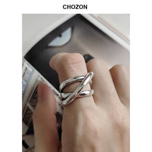 925 Sterling Silver Ring Retro Heavy Industry Irregular Cross Open Ring For Woman Original Geometric Exaggeration Ring Wholesale 2024 - buy cheap